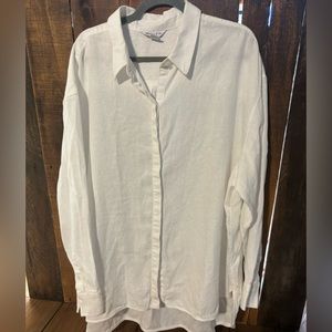 Women’s Athleta 100% Linen Playa Collared Button Up Shirt Size 2X
